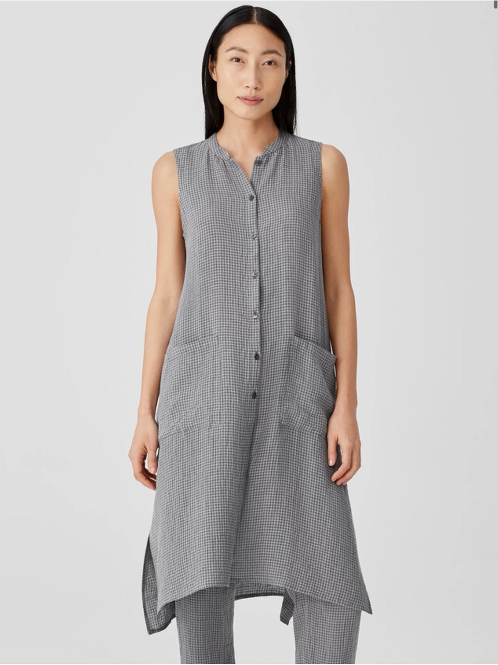 EILEEN FISHER Puckered Organic Linen Long Shirt ~ NWT